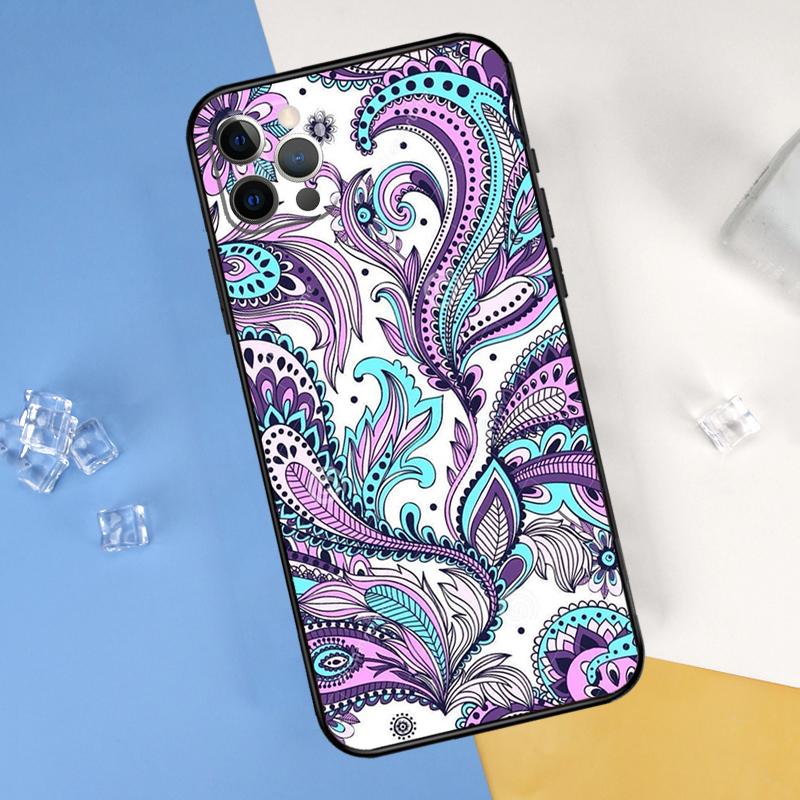 Indian Floral Henna Mandala Phone Case For iPhone 16 Pro Max 12 13 Mini 11 14 15 Pro Max XR 16 15 Plus 16e Cover Shell