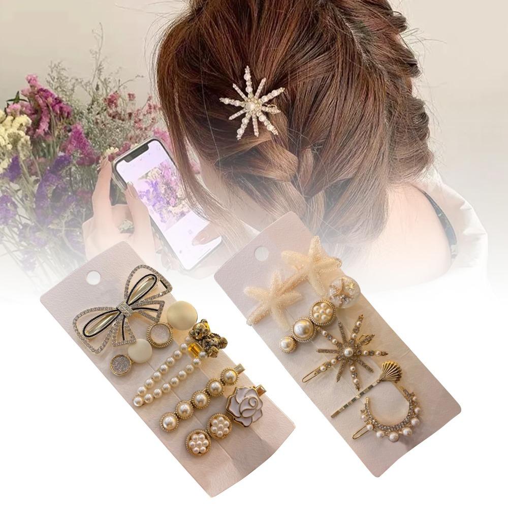 

Alloy Material Crystal Hairpin Set Hand Crafted Elegant Hair Accessories Daily Use