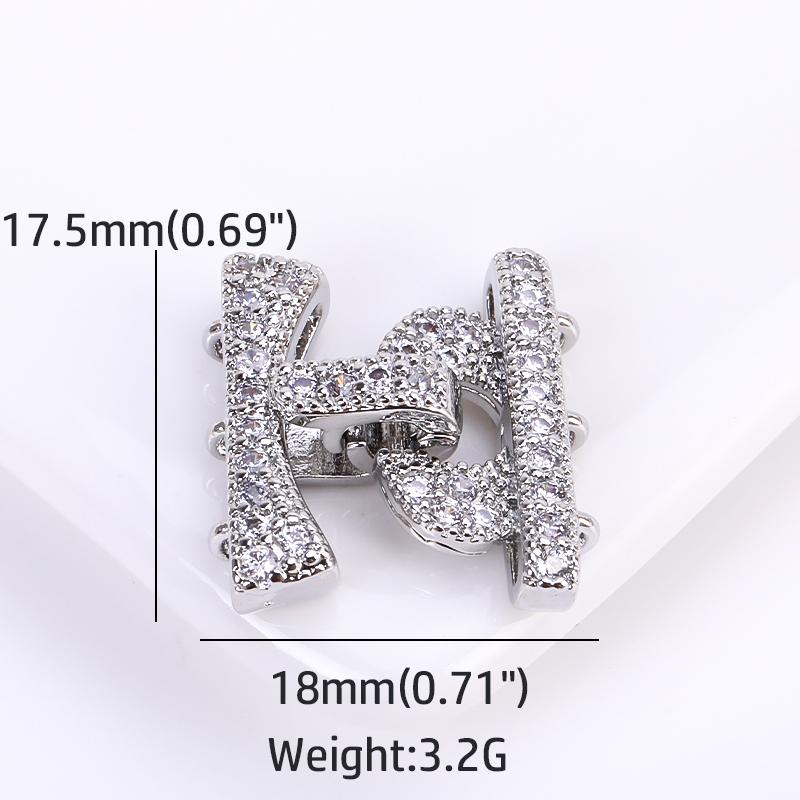 17.5X18MM 18K Gold Plated 3 Strands Clasps Connector,Inlaid Zircon Fastener Clasp For Handmade Pearls Necklace Making Material
