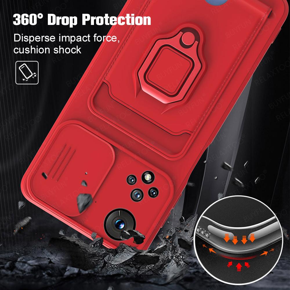 Slide Camera Lens Protection Case For Honor 50 6.57inch Card Slot Stand Holder Magnetic Cover For Huawei Honor Honer Honar 50