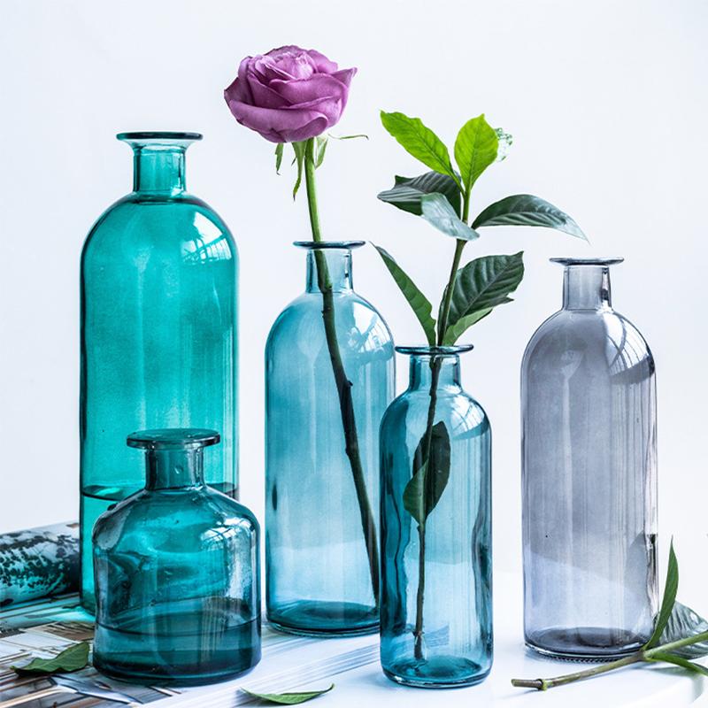 Glass Vase Living Room Dried Flowers Nordic Ins Style Glass Transparent Dill Home Decoration Accessories Flower Vases For Homes
