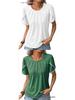 2026 Women's Summer Solid Color Pleated T-Shirt with Lace Short Sleeves