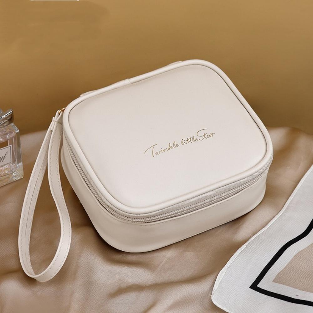 Portable Storage Bag  Travel Makeup Organizer Woman Lipstick Bag Handheld Pu Leather Cosmetic Bag For Gift For Makeup