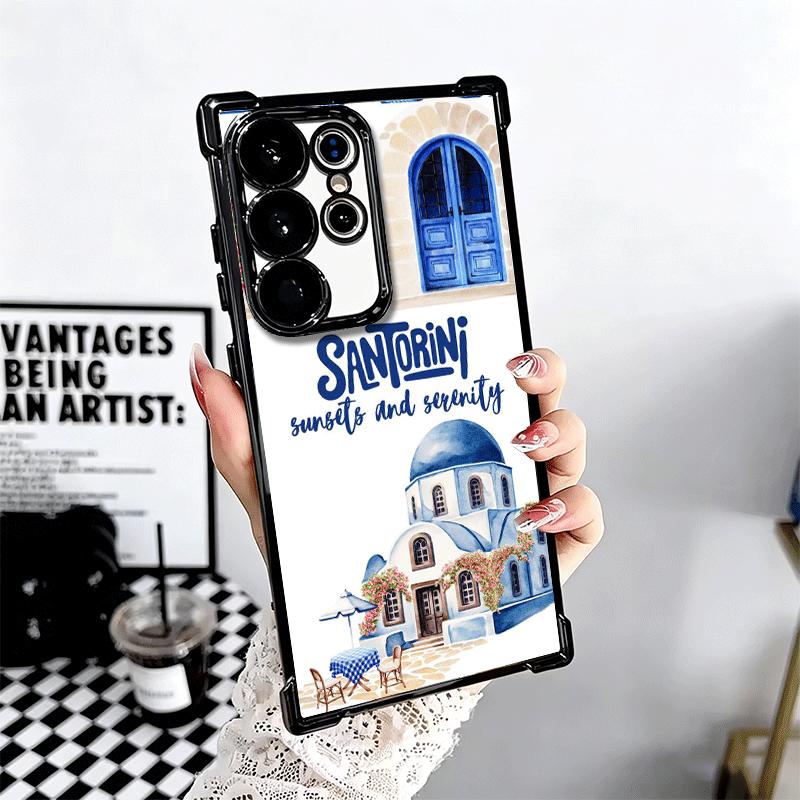 Santorini Greece Summer Soft Phone Case For Samsung Galaxy S26 Ultra S25 Edge S24 FE S23 Plus S22 S21 + S20 Plating Anti-Fall Fu