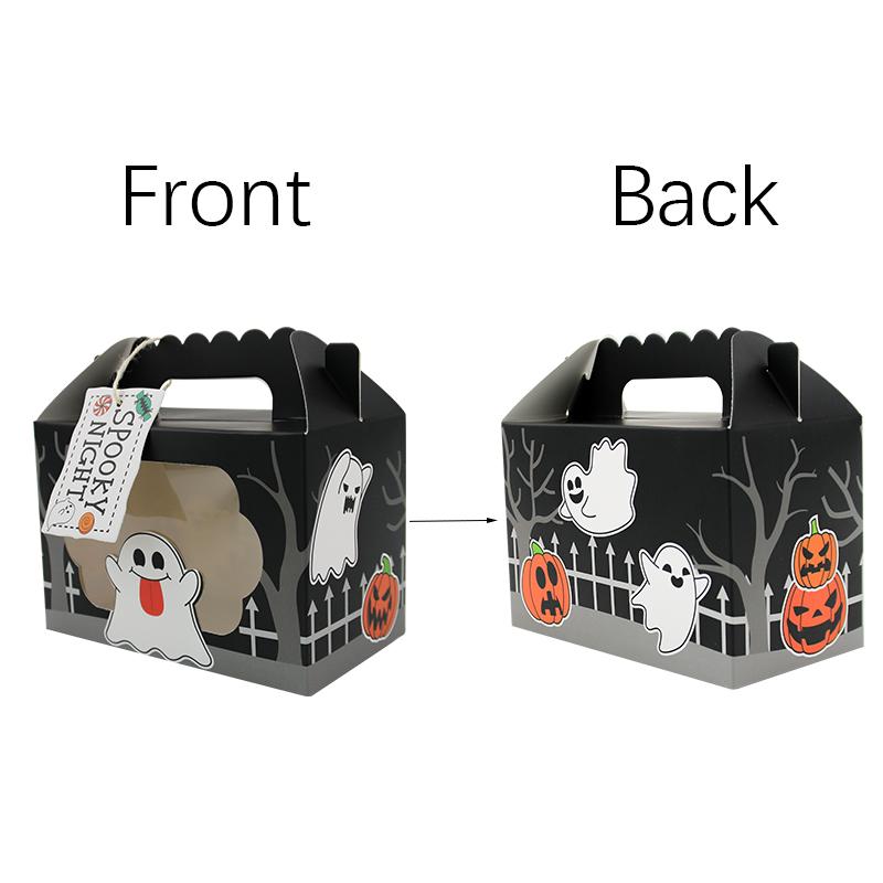 12PCS Halloween Party Trick or Treat Paper Goodie Candy Bags with Window, 4 Design Mix