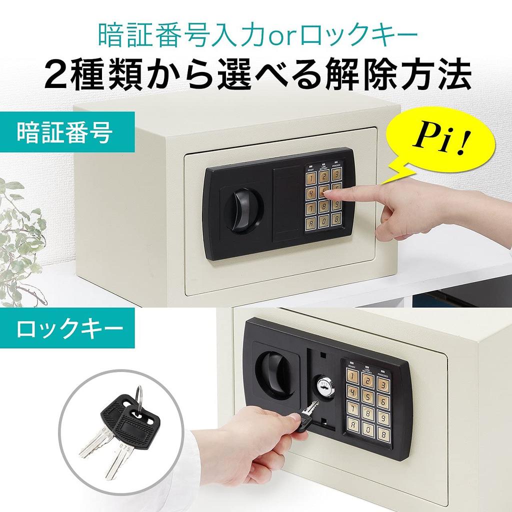 Sanwa Direct Safe for Home Small Width 31 x Depth 20 x Height Numeric Wall Mountable Use, 9.9L, 20cm, Keypad/Key Type, 200-SL038GY