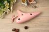 TNG Ocarina, Single [12-Hole / Alto / Pink], Premium C Key (AC) with Fingering Chart, Glazed Finish, for Wind Instruments