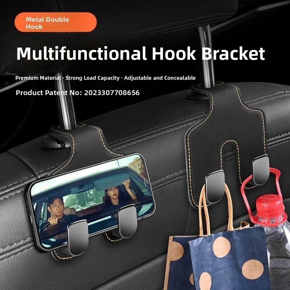 Double Hook Car Back Seats Hook 2 In 1 Auto Rear Seats Hanger Car Headrest Hooks  Garbage Bag