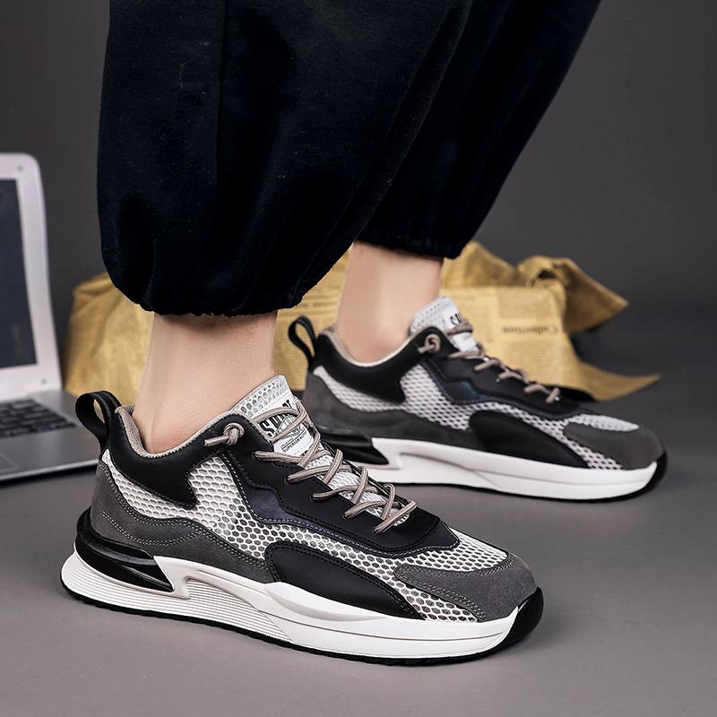 Men’s Sports Basketball Shoes Street Style Running Sneakers Students Over Sized Breathable Mesh Shoes Low Top