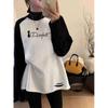De Velvet Women's Color Block Raglan Long Sleeve Top, Plus Size, Round Neck, Loose Fit for Spring and Autumn