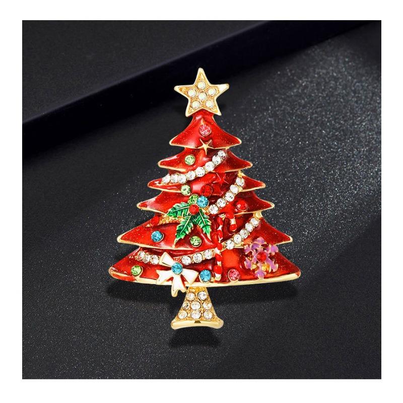 Christmas diamond studded brooch, Christmas tree brooch, autumn and winter coat sweater brooch, clothing accessories
