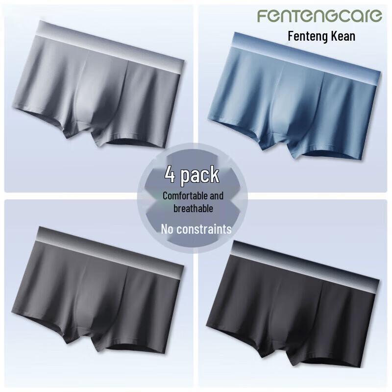 FENTENGCARE Men's Modal Ice Silk Antibacterial Seamless Boxer Briefs