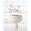 Cake topper en carton happy birthday argenté métallisé 22,5 cm - argent