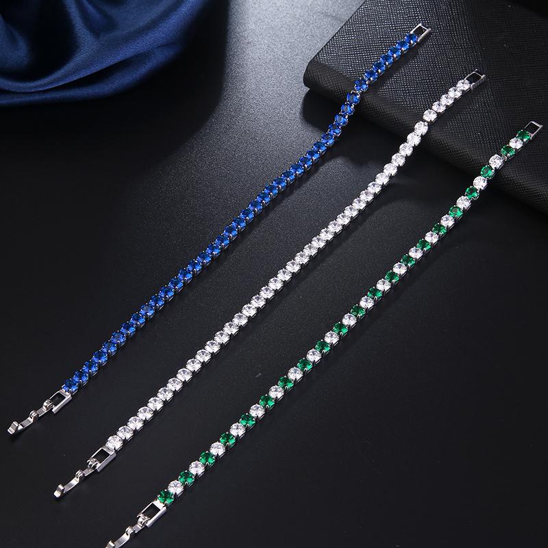 2025 New Fashion Green Crystal Friendship Bracelets Bangles for Women Silver Color Round Zircon Charm Bracelet Braclet Gifts