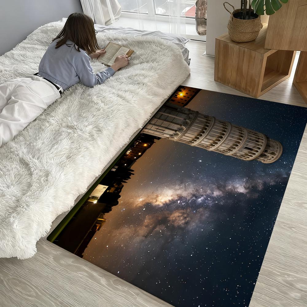 Torre pendente di Pisa Floor Mat Soft Thickened Absorbent Non-Slip Bedroom Living Room Door Mat Home Decor Flannel Rugs