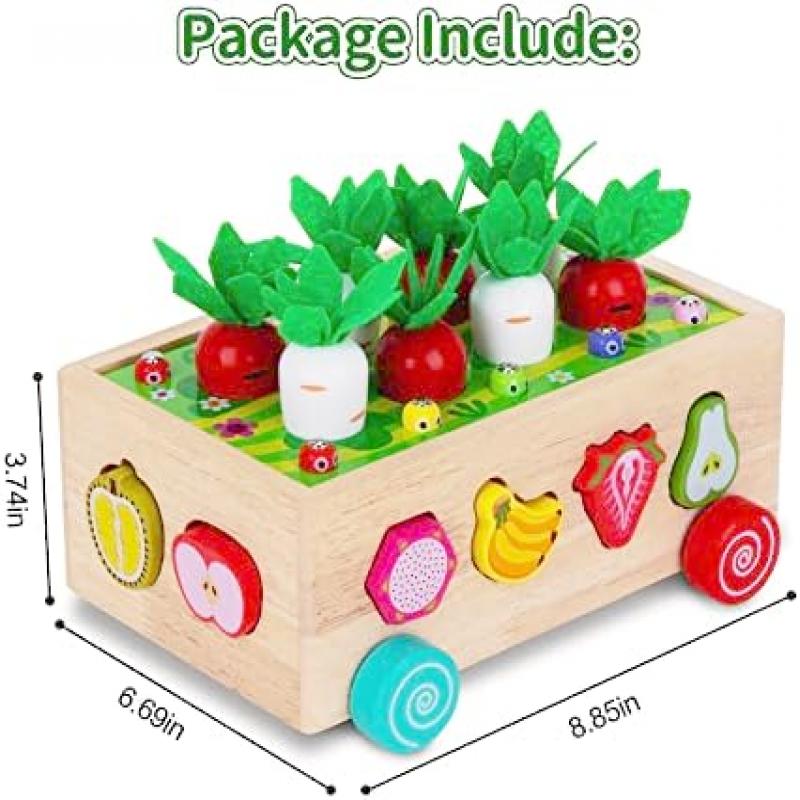 Montessori Spielzeug für 1 2 3 Jährige 7-in-1 Holz Kleinkindspielzeug Formensortierer Karotten Ernte Puzzle Pädagogisches Lernspielzeug Geschenke für Jungen Mädchen Kinder