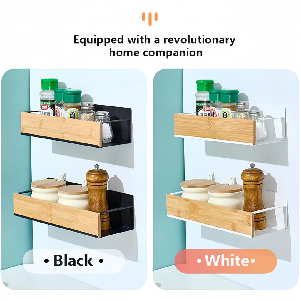 Magnetic Fridge Shelf Spice Storage Rack Black Iron Space Saving for Cabinet on The Side of Refrigerator Kitchen Organizer Shelf