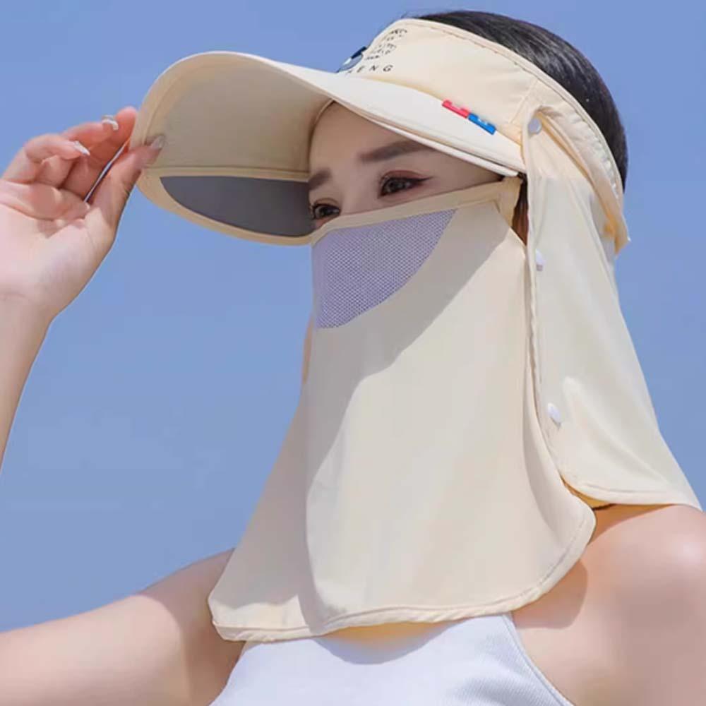 Detachable Sunshade Shawl Cap Solid Color Neck Protection Hat Portable Anti-UV Sun Visor  Sport