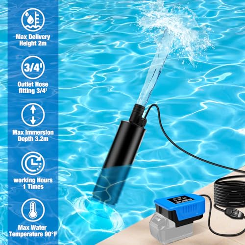 DEWDYS Cordless Oil/Water Pump, Compatible with Hikoki (Hitachi) 18V-36V Battery, 120W Cordless Rain Barrel Water Transfer Pump, Electric Utility Pump