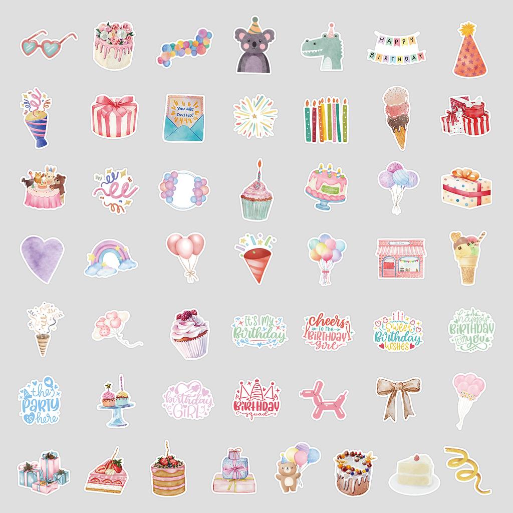 50 Birthday Series Graffiti Stickers DIY Stationery Stickers Water Cup Computer Skateboard Waterproof Decorative Stickers