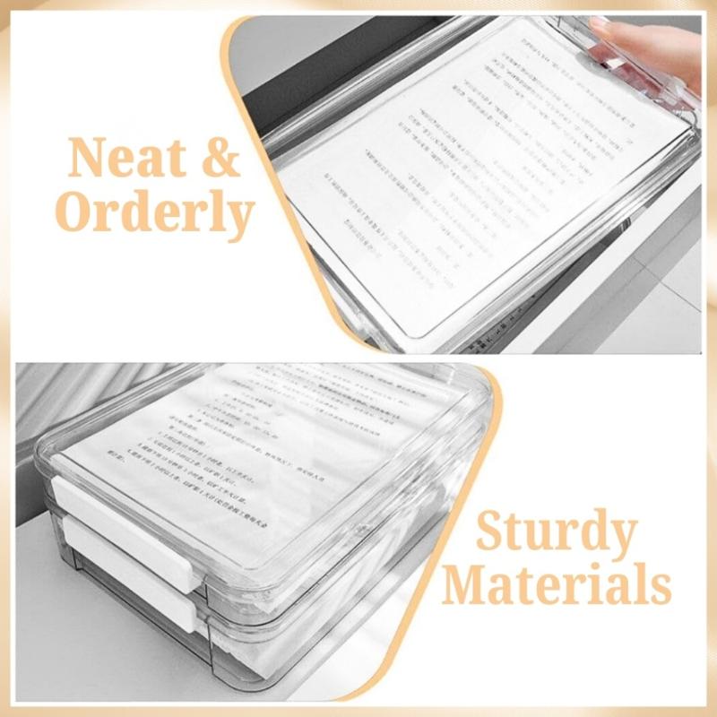Dustproof Document Storage Box Wear Resistant BPA Free Plastic A4 File Holder for Home Office File Classification