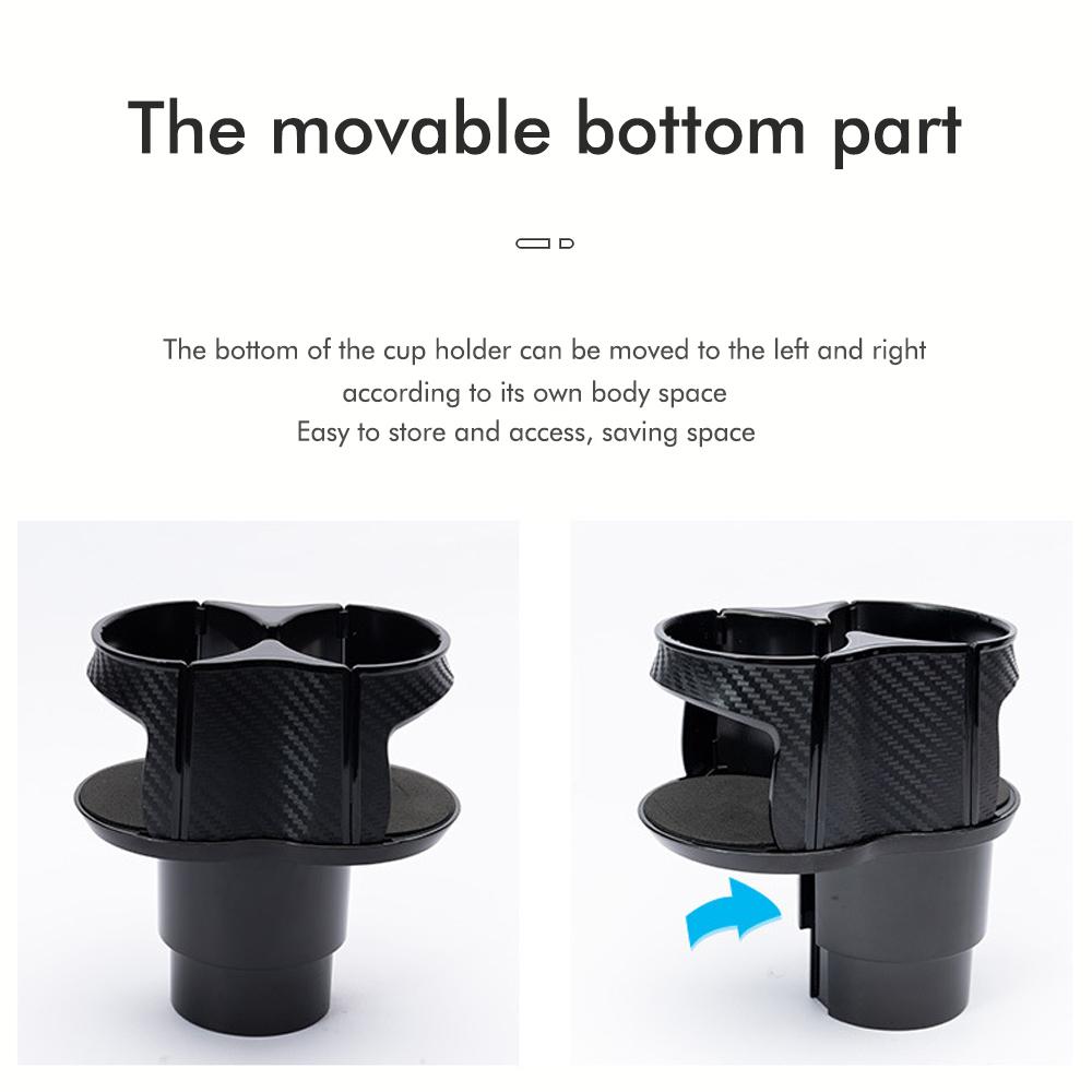 Multi-Functional 2-in-1 Car Cup Holder with Drink Rack Swing-Open Access Design Shock-Absorbing Base Left/Right Adjustable