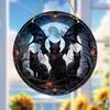 2D Flat Acrylic Mason Jar Hangings Decor, Spooky Halloween Bat & Black Cat Sun Catcher-Acrylic, Perfect Gift for Family & Friends Whimsical Outdoor H