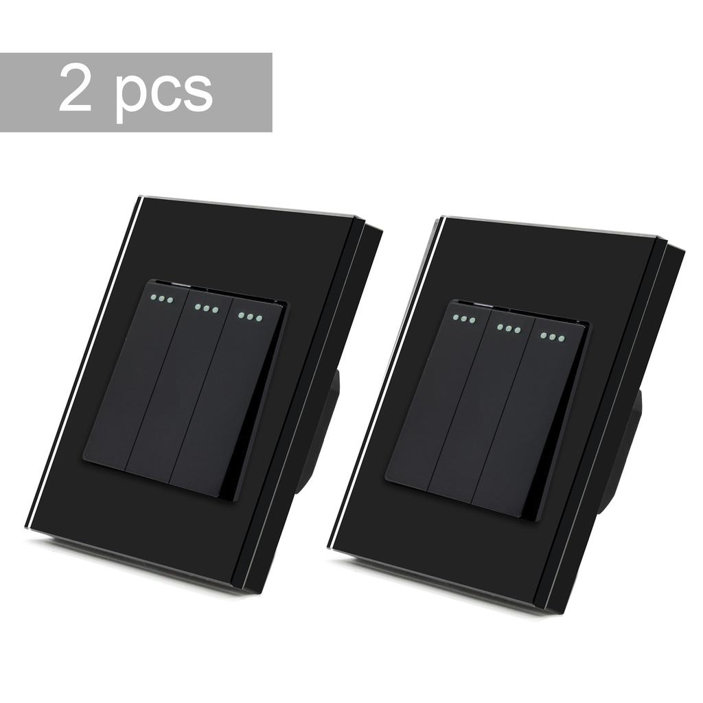 BSEED 1/2/3Gang Wall Switches 2Way Mechanical Light Switch On Off For Stairs Halls Glass Wall Rocker Switch EU Standard 2Pack