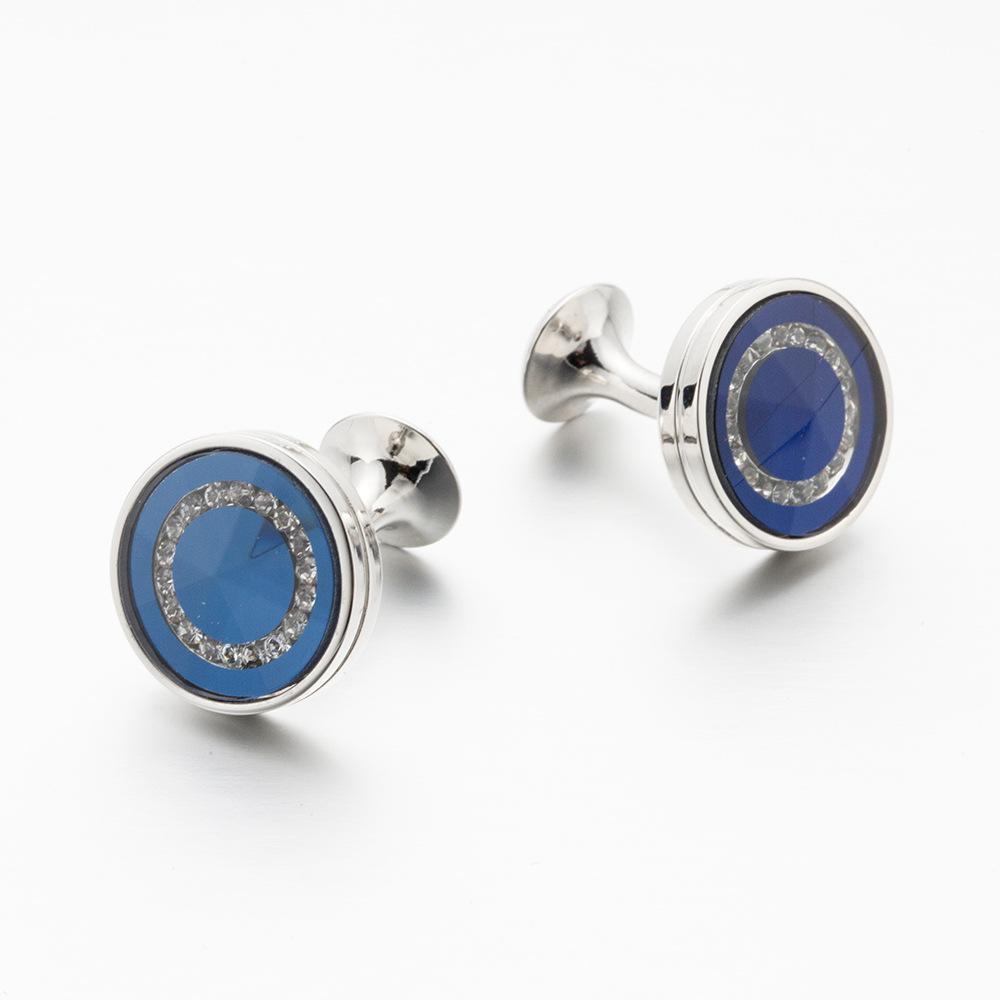 Foreign trade round blue crystal cufflinks, men's French shirt sleeves, high-quality cufflinks 706
