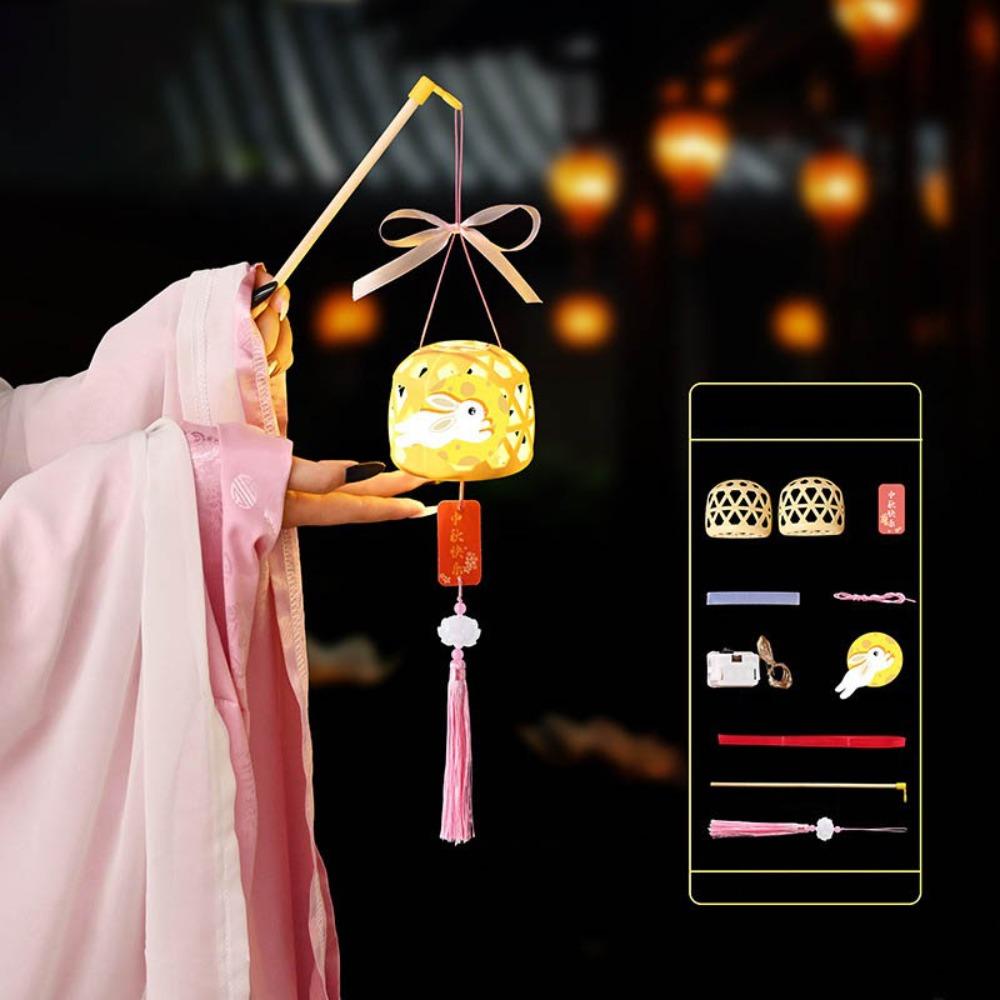 Handmade Children DIY Lantern Material Kit Handcraft Rabbit Handheld Lantern  Outdoor