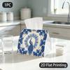 1pc Tissue Box, Traditional Blue White Peacock Grape Elegant Pattern, 2D Flat Printing, Lightweight, Can Be Washed, Tissue Holder, for Restaurant