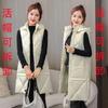 Live hat removable down cotton vest women's autumn and winter medium and long leave-in cotton vest women's vest new trendy