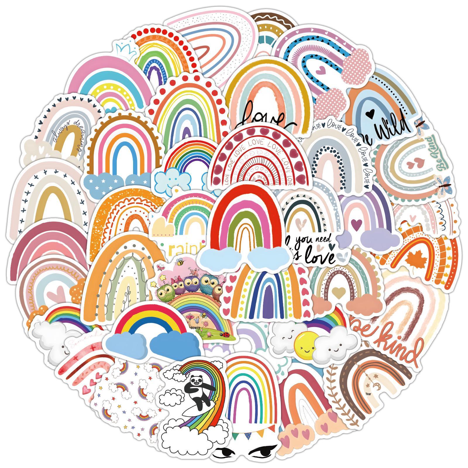 60 Cross-border Cartoon Rainbow Stickers for Planners, Water Bottles, and Computers – Waterproof Decorative Set