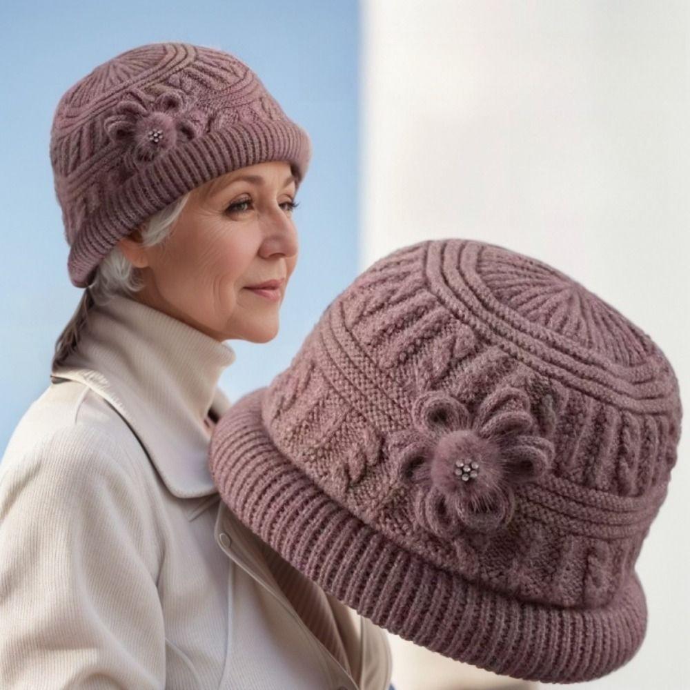 NEW Windproof Women's Fisherman Hat Knitted Stretchy Middle-aged Hat Soft Grandma's Hat Autumn and winter