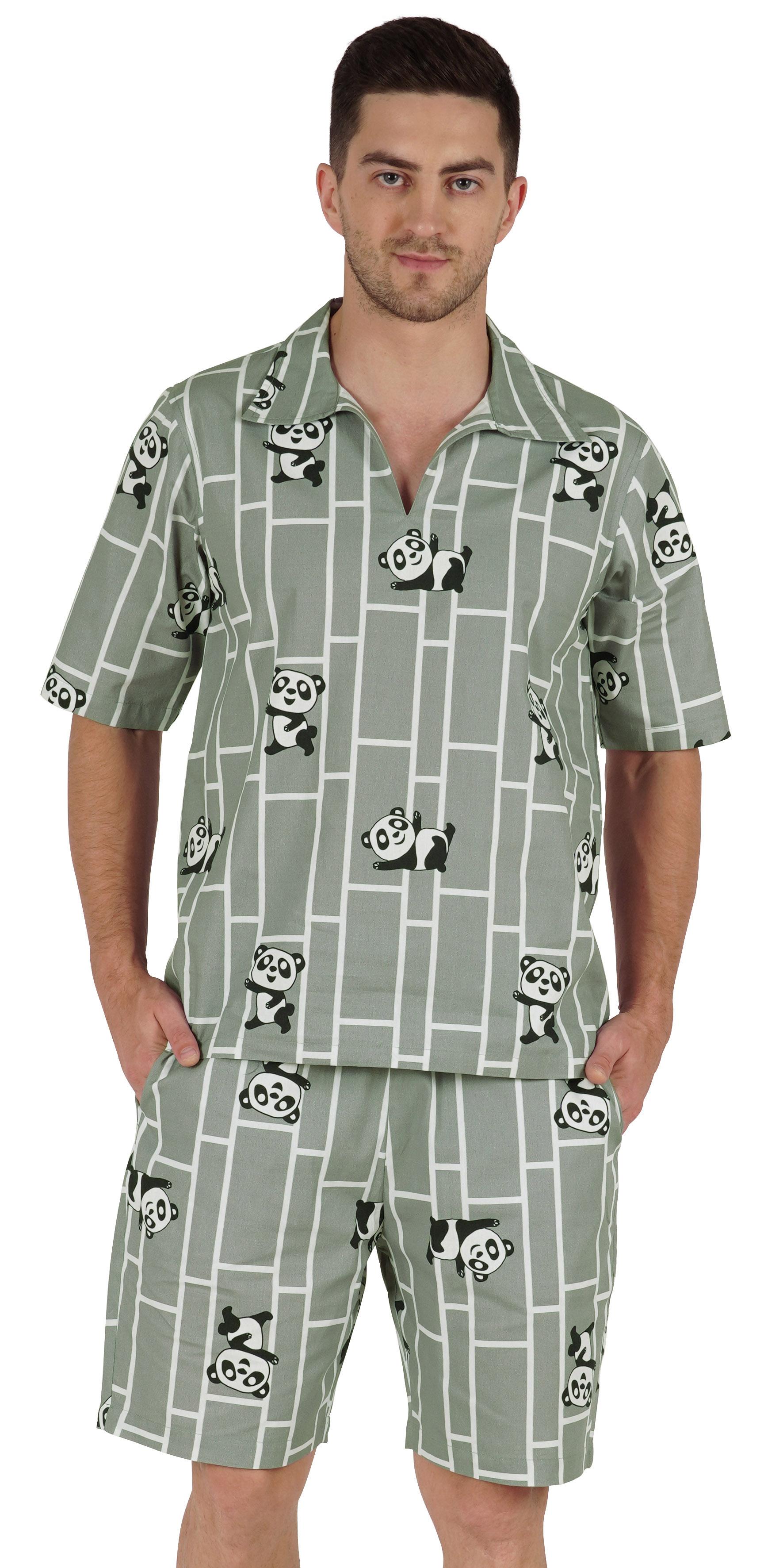 

Inkmeso Набір бавовняних шортів для нічного одягу з принтом для чоловіків, літній милий одяг для відпочинку з піврукавом 3X зелений