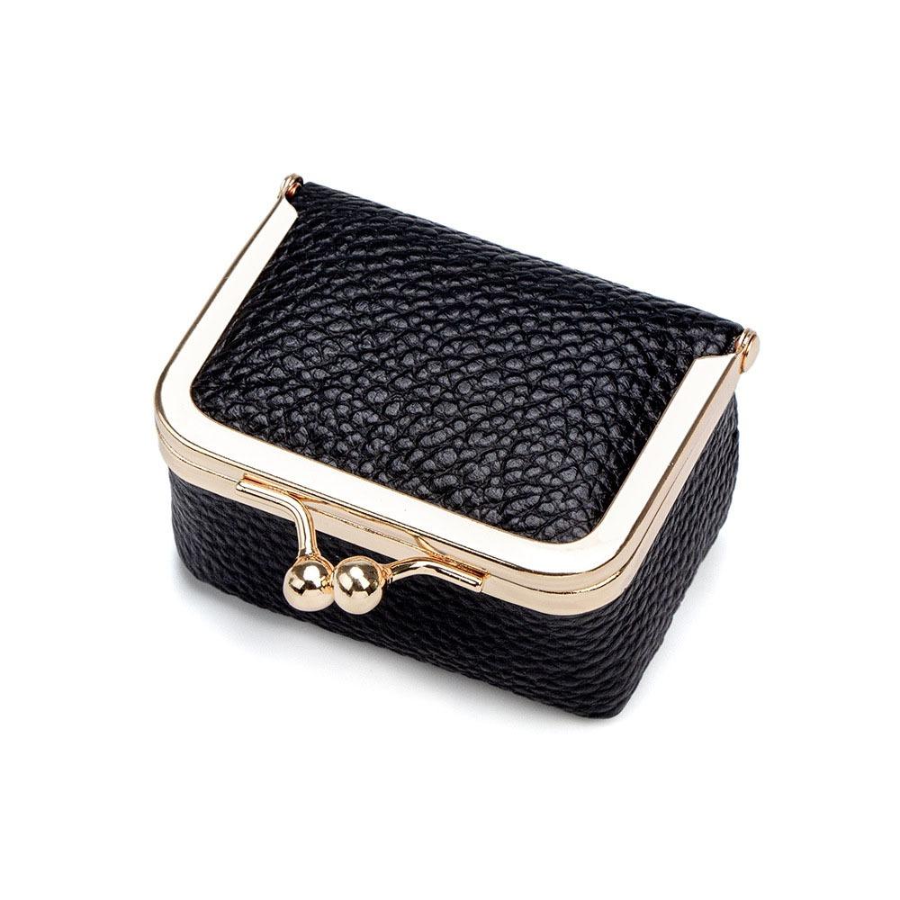Genuine Leather Kiss Lock Coin Purse Solid Color Small Item Bag Leather Jewelry Bag  Earrings