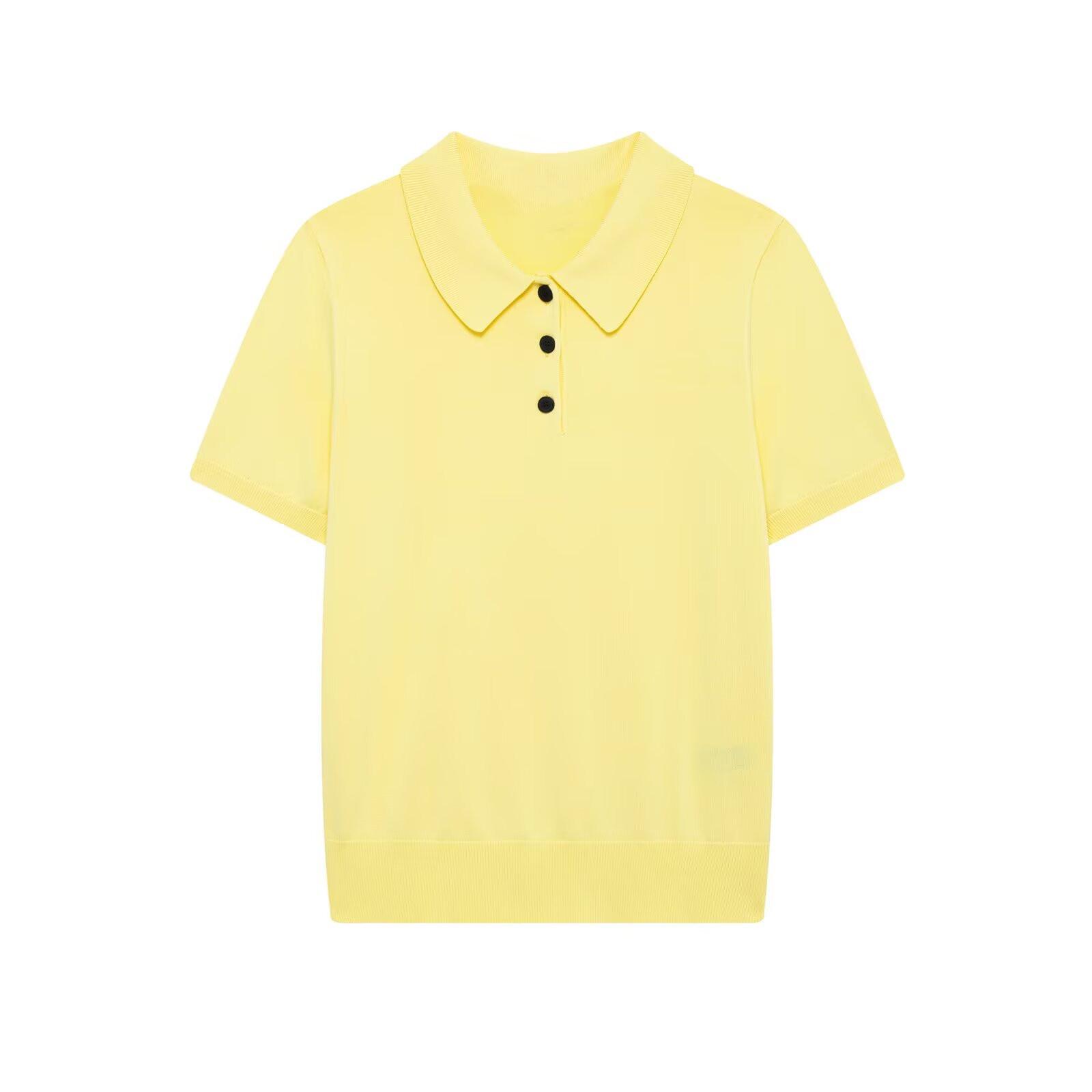 

Spring 2025 Women s Slim-Fit Knitted Polo Shirt with Short Sleeves S