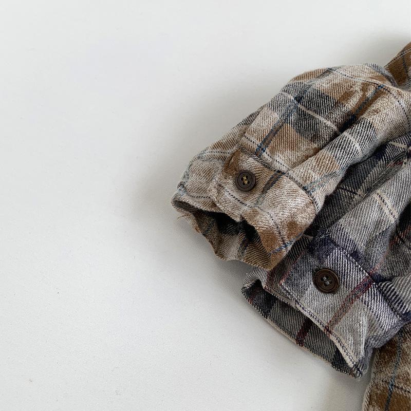 Toddler Kids Plaid Fleece Lined Warm Long Sleeve Casual Shirt For Boys And Girls