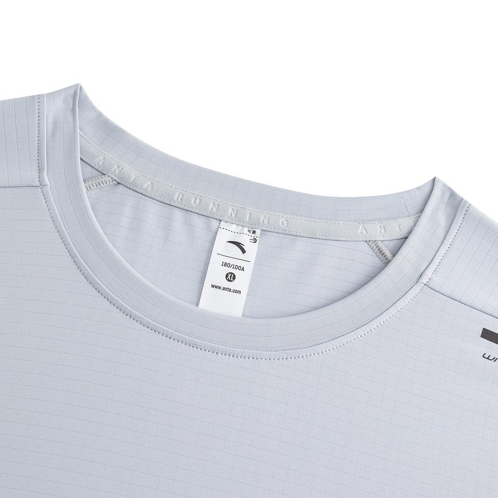 Anta Running Series Moisture Wicking Quick Dry Long Sleeve Knit Shirt Spring 2026 T-Shirt Men tops Frost-Tower-Gray 952615401-2
