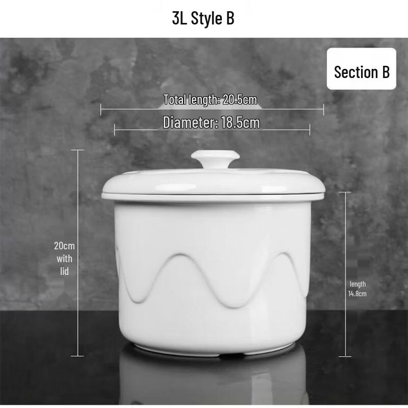 

ZISIZ Ceramic Double Boiler Stew Pot Liner 3L
