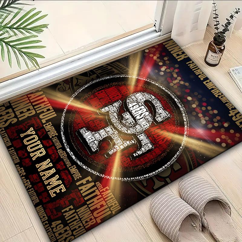 Benutzerdefinierter Teppich San Francisco Football Bereichsteppich Geeignet für Innen und Außen, Teppiche für Häuser, Büros, Wohnzimmer, Heimdekoration, Weihnachtsgeschenk