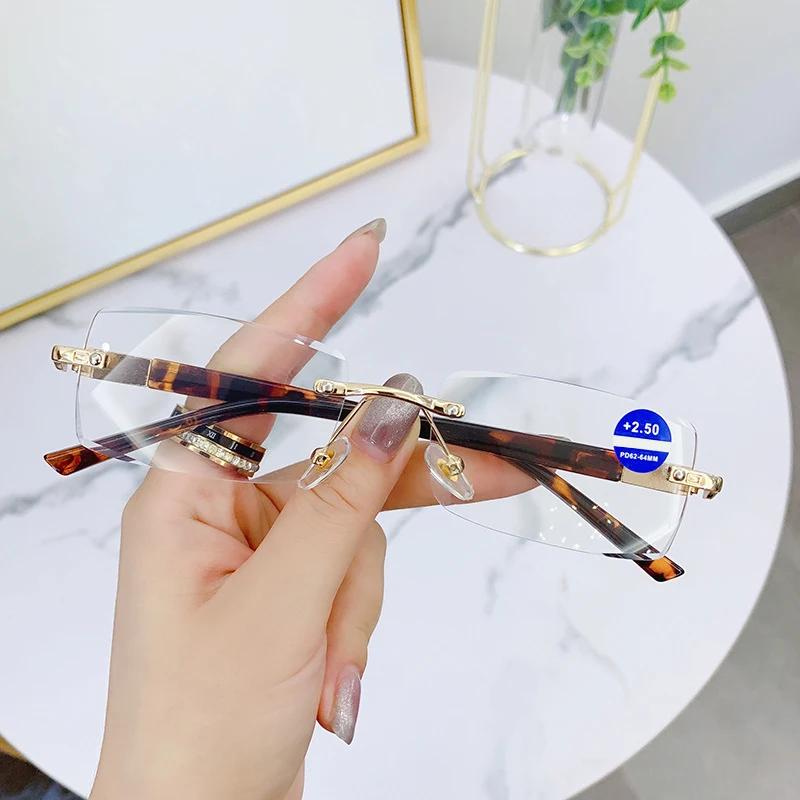 Frameless Edge-cutting Anti-glare Photochromic Glasses, Fashionable Metal Style Vintage Photochromic Glasses 3011 1.50 леопардовый