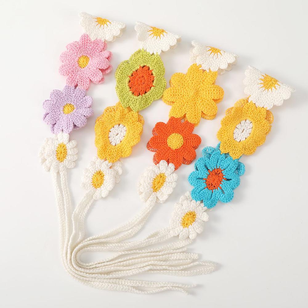 

4Pcs/Set Sweet pastoral style knitted headband hair accessories hook flower scarf colorful girl hair travel po pack headscarf