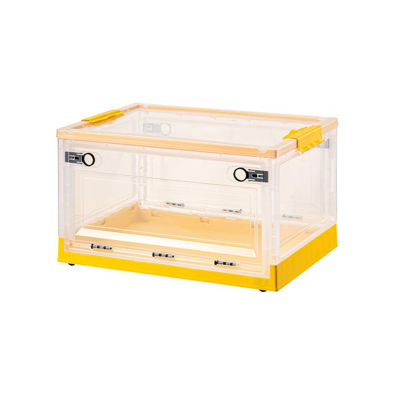 Side-Opening Transparent Storage Box with Lid for Clothes, Toys, and Books - Large Plastic Organizer for Wardrobes.