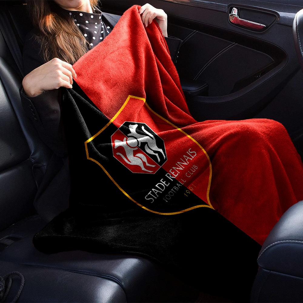 Stade Fc Emblem Flannel Blanket, Soft Polyester, Modern Design, All-Season for Camping, Travel, Gifts for Holidays or Birthdays
