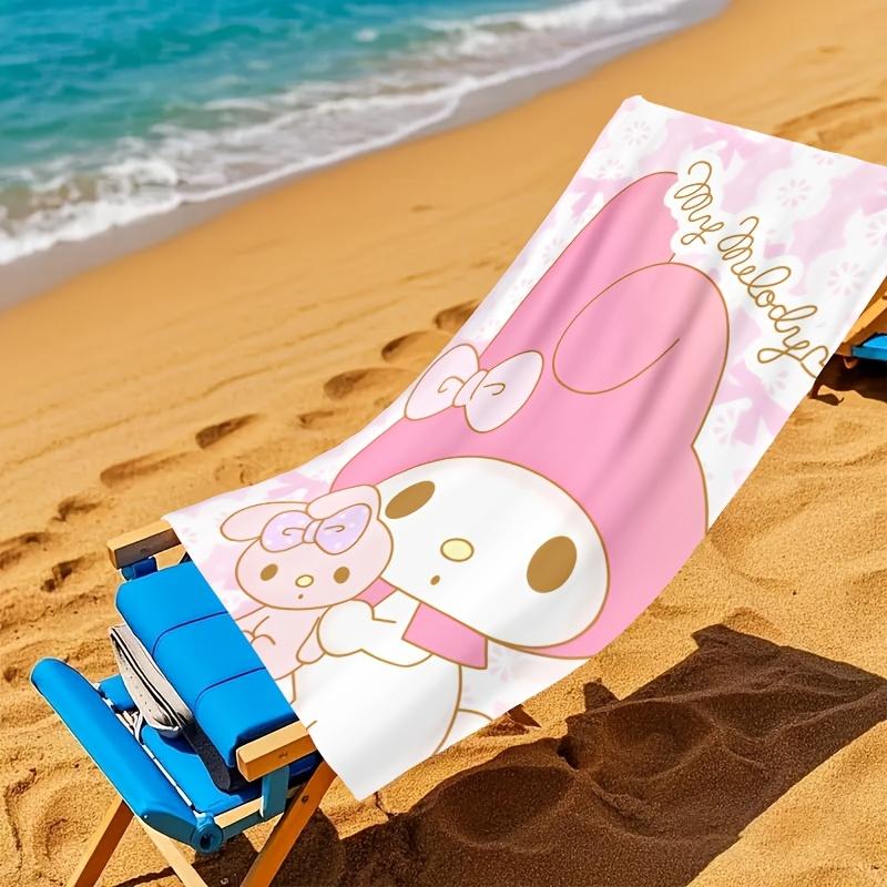 1pc My Melody Beach Towel Single Sided 2D Print Quick Dry Microfiber Towel for Beach Pool Bath Cute Kawaii Aesthetic Vibe