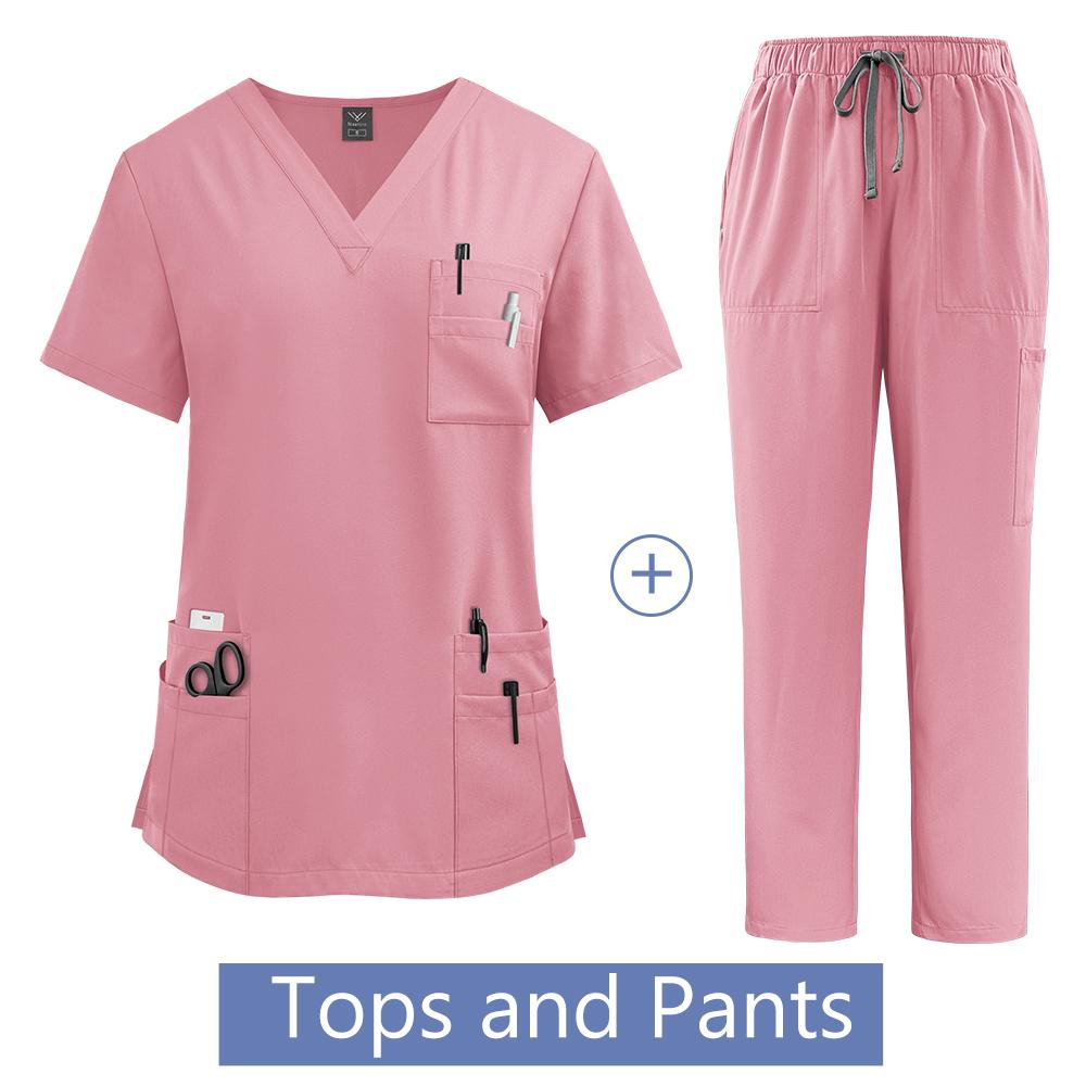 Nurses Hospital Uniforms Two Piece Stretch Straight Pants Scrubs Suits Nursing Articles Women Scrubs Spa Uniforms Sets