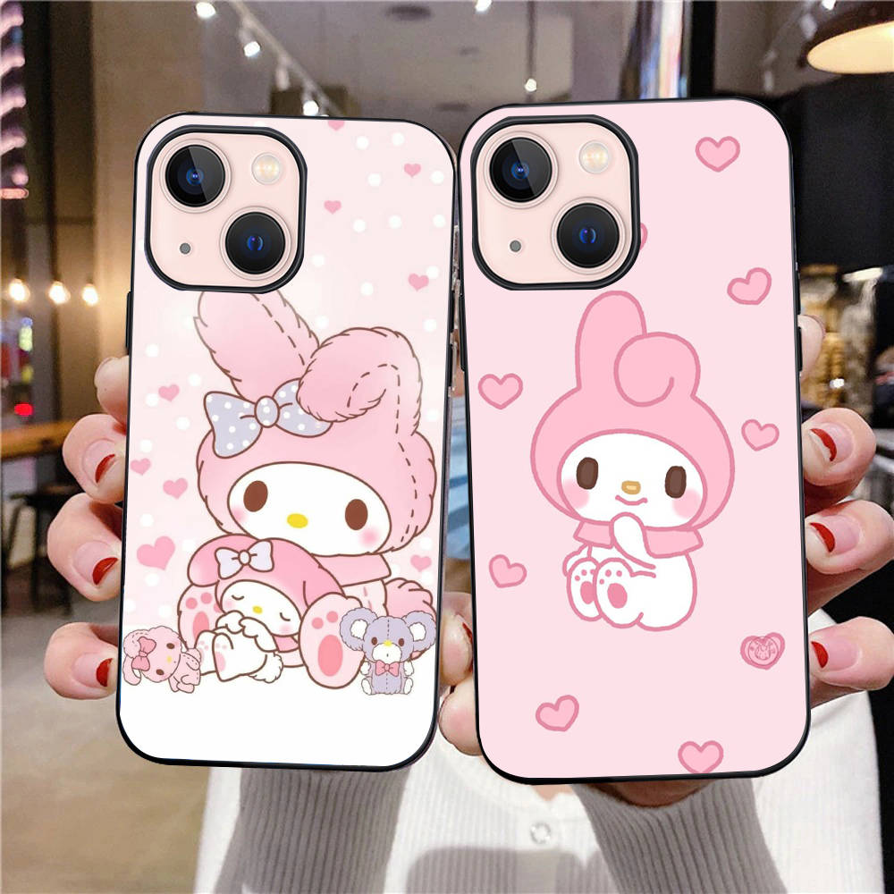 B-53 My Melody  Black Case for Redmi 10A 10C 12C 13C 9A 9C 9T A3X Note 10 9 9S 10S iPhone 11 12 13 14 15 16 X XS Pro Max Mini 7 8 Plus XR