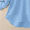 ZANZEA Women Casual Round Neck Solid Color Long Sleeve Loose Blouse