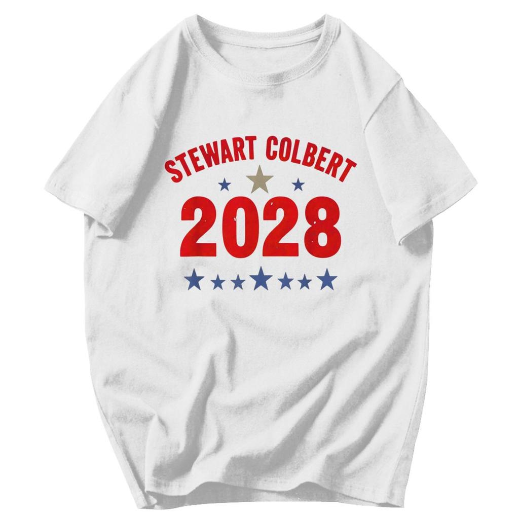 Men T Shirt Stewart Colbert 2028 Funny Retro Idea Y2K Graphic Short Sleeve Unisex Clothing T Shirts